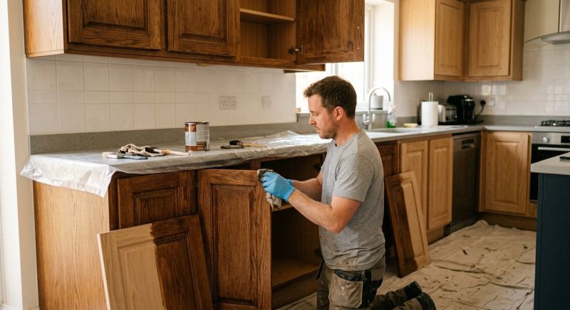Built In Cabinetry Staining in Bloomington, IN